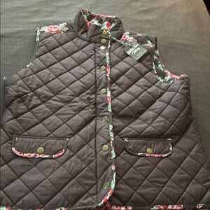 Matilda Jane Brown Quilted Vest with Floral Accents